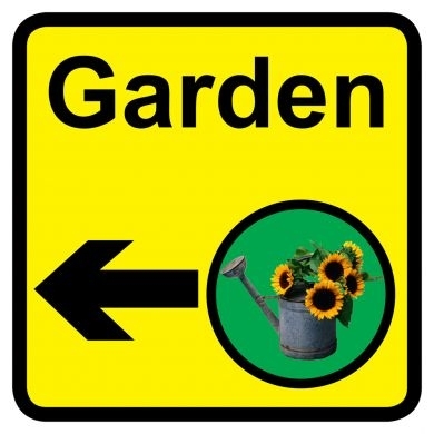 Garden sign with left arrow - 300mm x 300mm